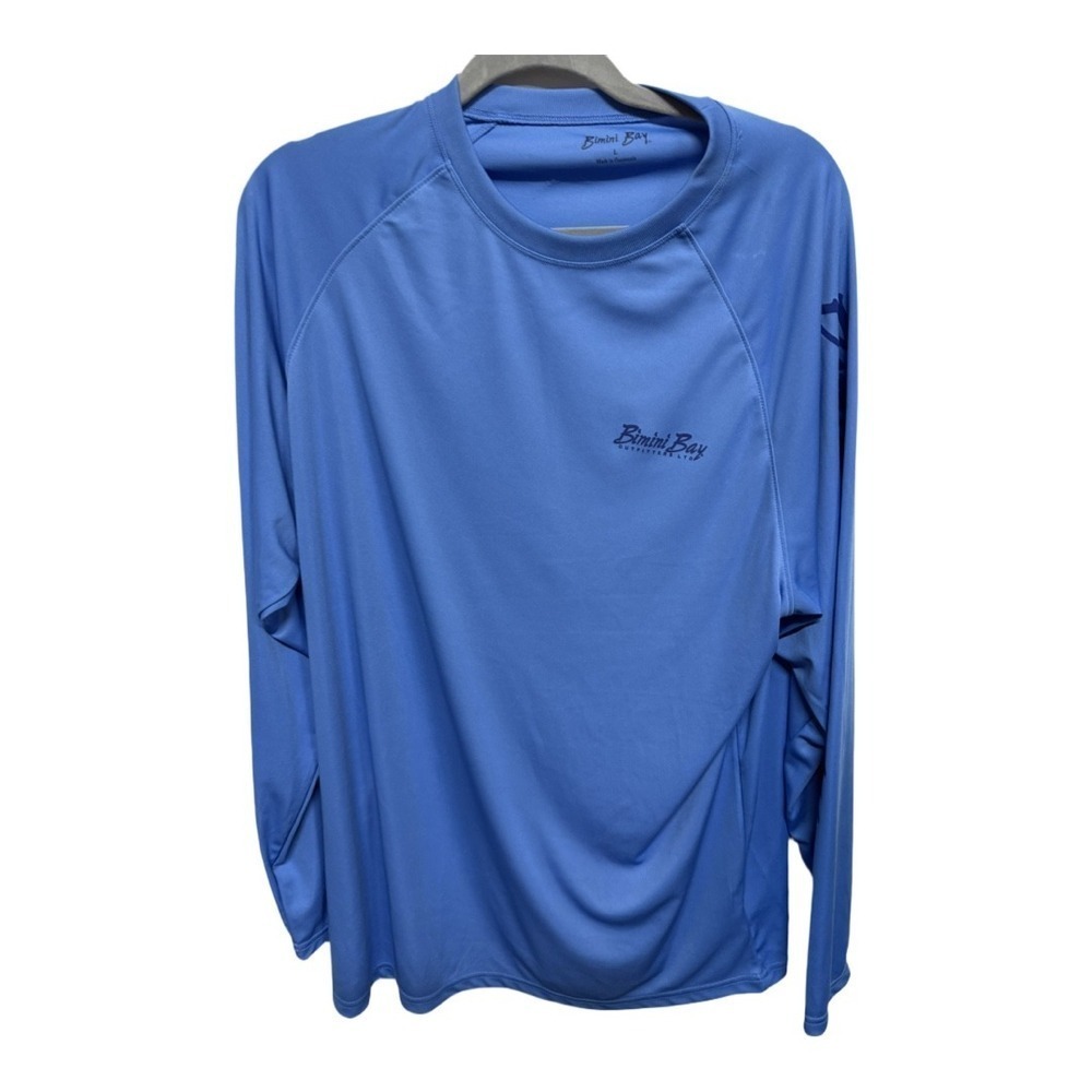 Bimini Bay Outfitters HOOK'M Swordfish Large Blue Long Sleeve Activewear Shirt